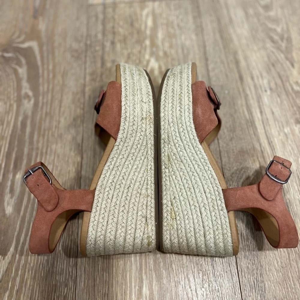 LUCKY BRAND NWOB NAVEAH Suede ankle strap wedge espadrille in canyon rose